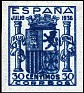 Spain 1936 Coat Of Arms 30 CTS Blue Edifil NE 56